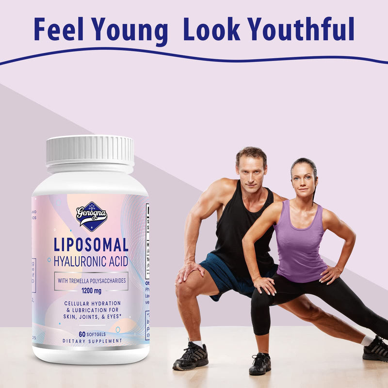 [Australia] - Liposomal Hyaluronic Acid Supplements 1000mg-High Bioavailable Dietary Hyaluronic Acid Capsules with Tremella Polysaccharides,Double Strength Skin Hydration,Joint Lubrication,1Pack 60 Count (Pack of 1) 