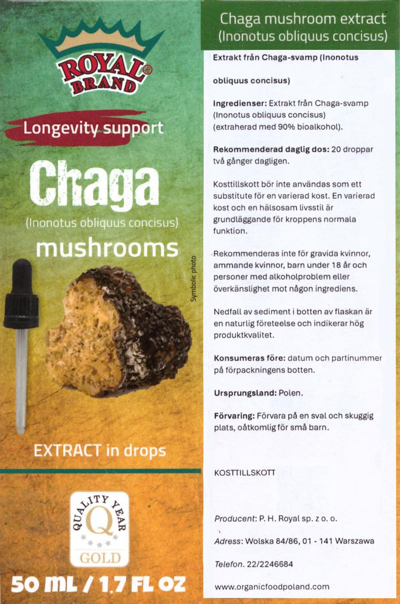 Chaga Extract Drops 50 ml / Chaga Mushroom / Better Than Chaga Mushroom Capsules / Liquid Extract Drops / 1.7 FL OZ