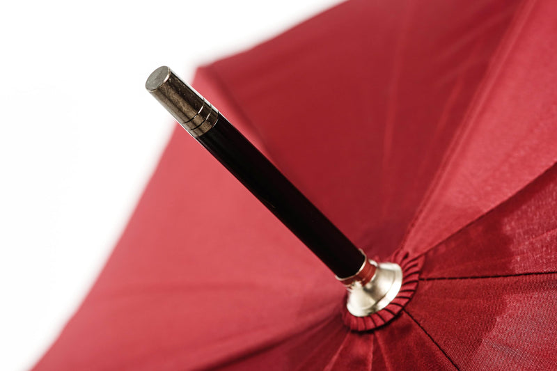 Generic Travel Umbrella, Real Wood Handle Classic Golf Umbrella Windproof Auto Open Rainproof Cane Stick Umbrellas Bordo