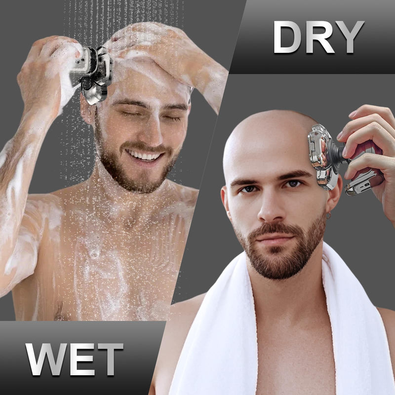 [Australia] - 9D Head Shaver for Bald Men, 5-in-1 Electric Razor for Men with Nose Hair Trimmer, Cordless Rechargeable & Waterproof Bald Head Shavers for Wet/Dry with Large Battery, LED Display, Birthday Gifts 