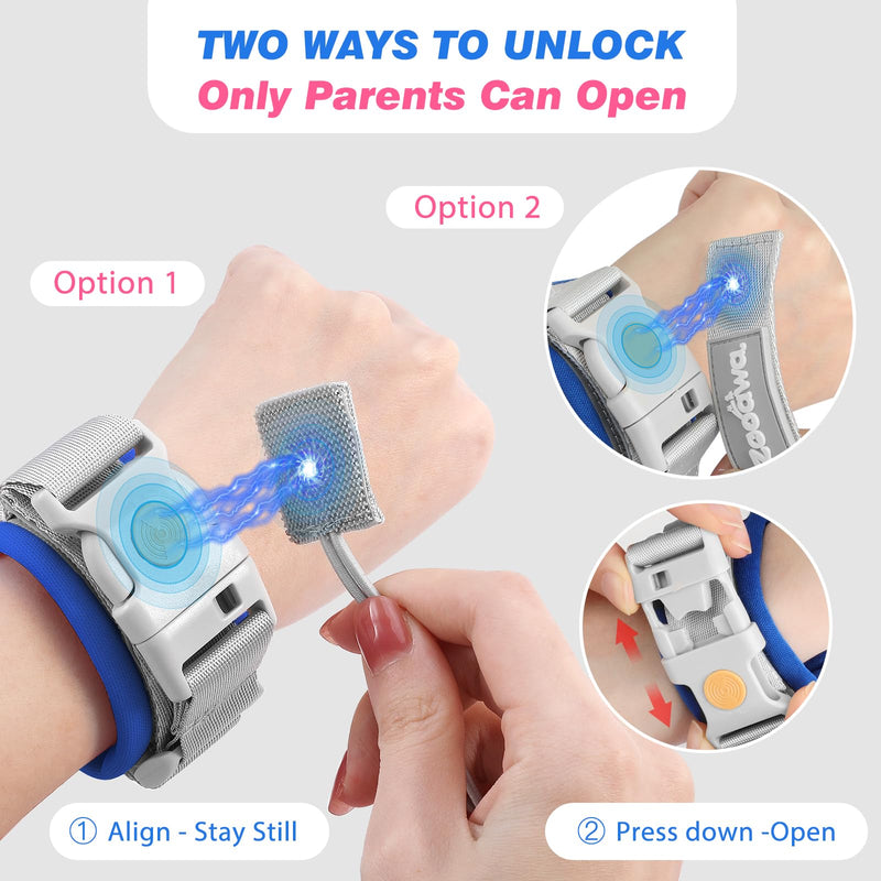 [Australia] - Zooawa Toddler Leash, Toddler Kids Harness Anti Lost Wrist Link with Magnetic Lock, Reflective Safety Baby Child Walking Wristband Leash for 2,3,4 Years Old Boys Girls, Blue 1 Count (Pack of 1) 