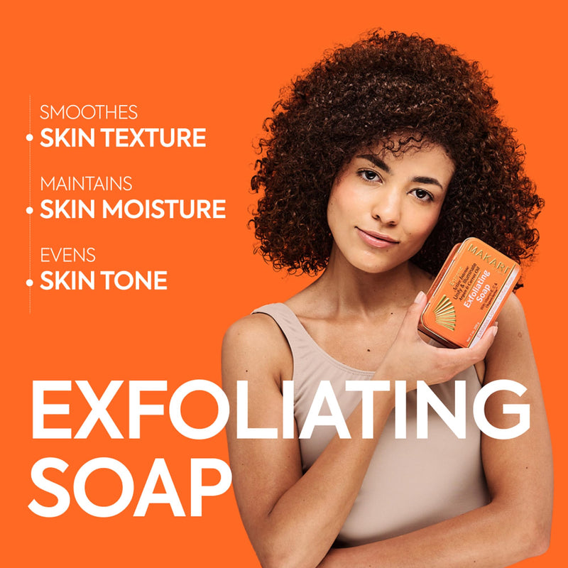 MAKARI Extreme Active Intense Argan & Carrot Oil Exfoliating Soap 2-Pack (7 oz) | Radiance-Boosting Bar | With Apricot Seed Extract & Vitamins C & E | Helps Reveal Smoother-Looking Skin 7 Ounce (Pack of 2)
