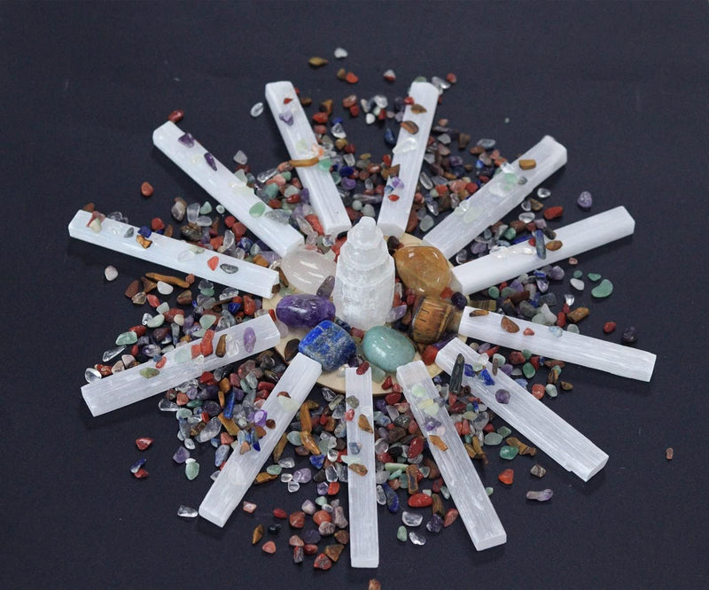 [Australia] - MAIBAOTA 4" Selenite Crystal Wand Selenite Sticks Crystals Bulk Selenite Charging Plate Reiki Metaphysical Supplies Wicca Altar Supplies Crystal for Witchcraft 12 Pcs 