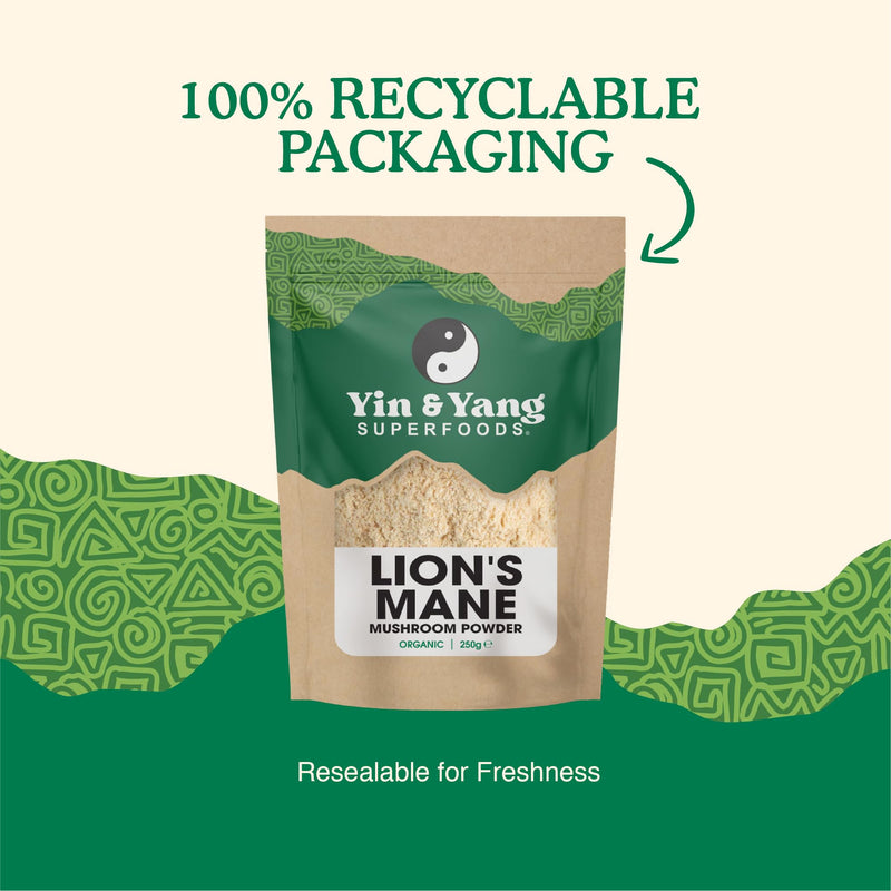 Organic Lion's Mane Mushroom Powder | 7 Month Supply | High-Strength Full-Spectrum Extract for Cognitive Function, Focus, and Immune Support | 100% Pure Hericium Erinaceus 250 g (Pack of 1)