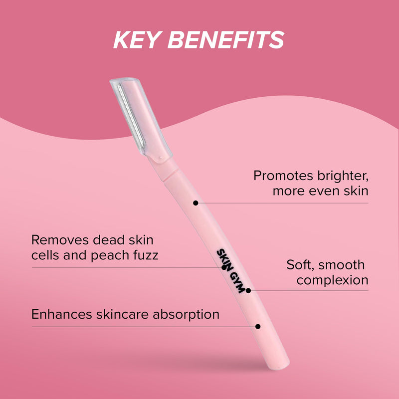 [Australia] - Skin Gym Dermaplaining Kit - Dermaplane Razor For Women - Removes Facial Hair, Peach Fuzz and Eyebrow Hair - For Gentle Smoother Skin, Pack of 4 