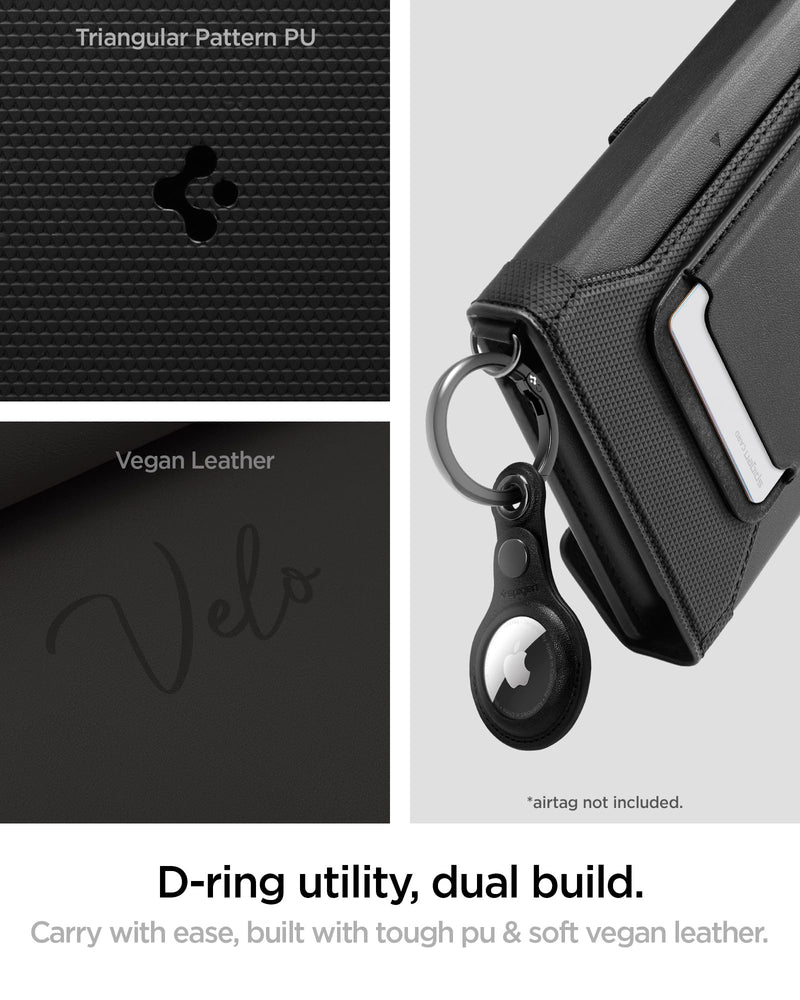 Spigen Life Passport Card Cover Holder, RFID Blocking | Travel Document Organizer, SIM Card Pin Included - Black Black - with MagSafe Card Holder