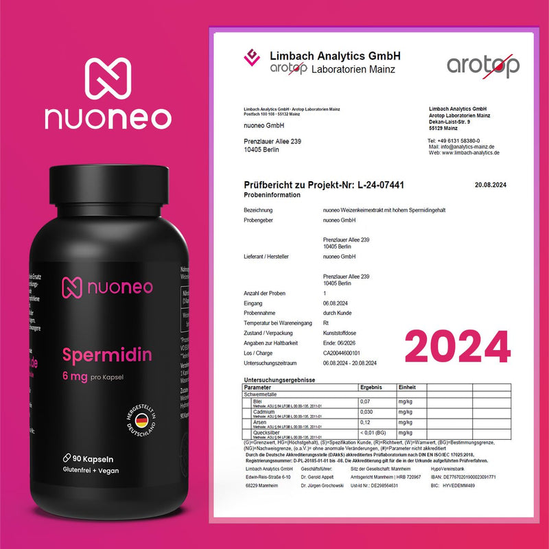 [Australia] - Spermidine capsules high dosage 6 mg per capsule - made in Germany (2 x 90 pieces) supply for 6 months - wheat germ powder gluten-free 6 mg Spermidine 90 pieces (pack of 2) 