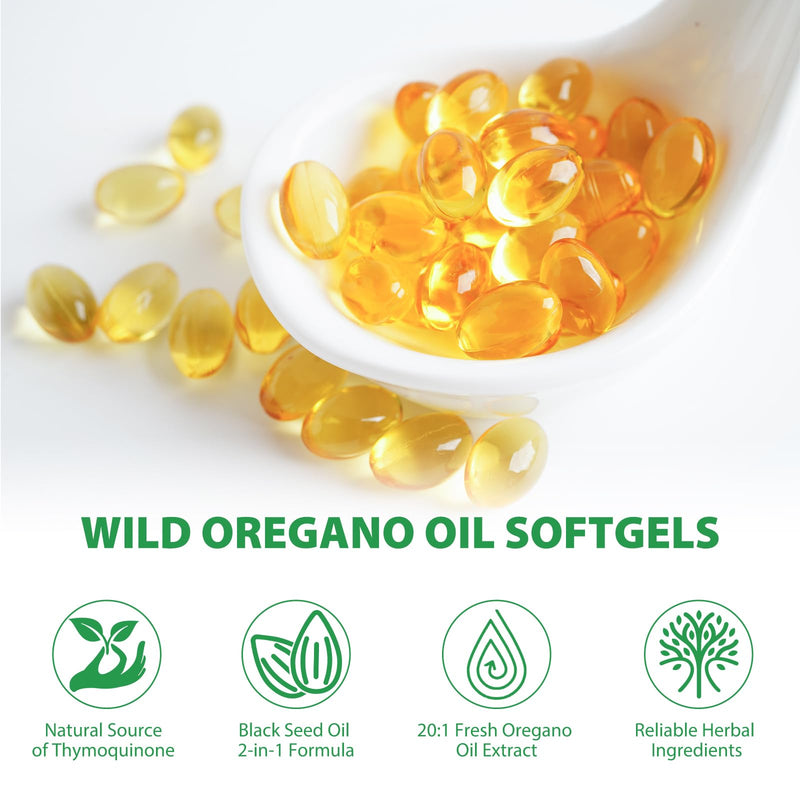 [Australia] - Oil of Oregano with Black Seed Oil, (2PACK) Oil of Oregano Capsules Organic 2 in 1 6000mg, Natural Defense Supplement, Non-GMO, Easy to Swallow -120 Count 