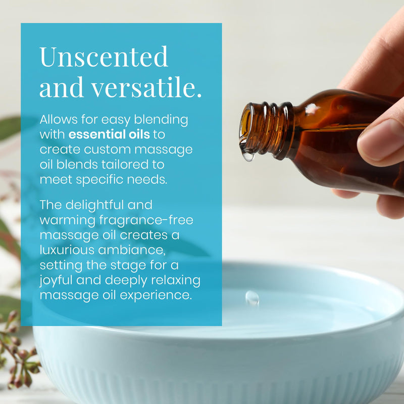 [Australia] - Unscented Massage Oil for Massage Therapy - 16oz | Silky-Soft Blend of Sweet Almond Oil, Fractionated Coconut Oil, Grape Seed and Jojoba | Fragrance-Free Body Oil, Gift Ideas Unscented 16 Fl Oz (Pack of 1) 