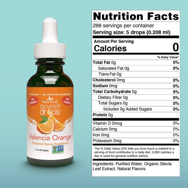 [Australia] - SweetLeaf Sweet Drops - Flavored Stevia Liquid Sweetener, Organic Stevia Extract, Zero Calories, Gluten Free, Keto Friendly, Non GMO, Natural Flavor - Valencia Orange, 2 Fl Oz (Pack of 1) 