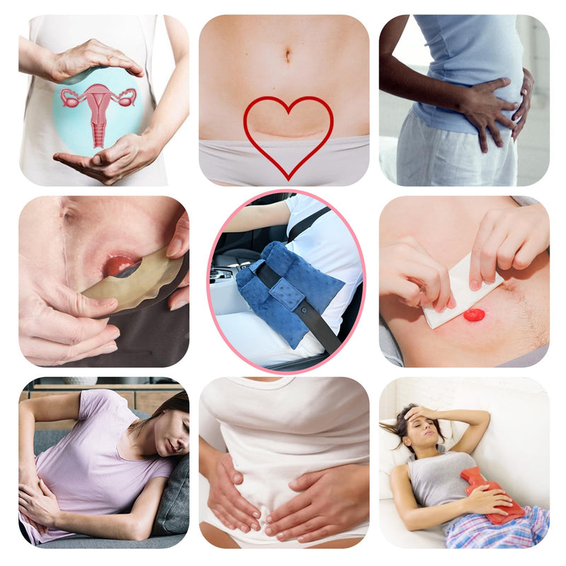 Ostomy Seatbelt Pillow, Ostomy Driving Protector, Stoma Shiled Ileostomy Urostomy Riding Guard, No Squeezing, Ostomate Must Have Supplies, Minky Dot Denim Blue