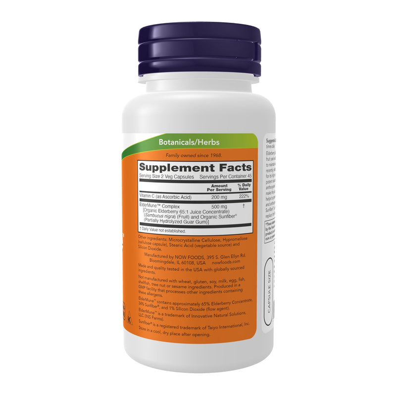 NOW Foods Supplements, ElderMune 65:1 Elderberry Juice Concentrate With Vitamin C, Immune System Support, 90 Veg Capsules 90 Count (Pack of 1)