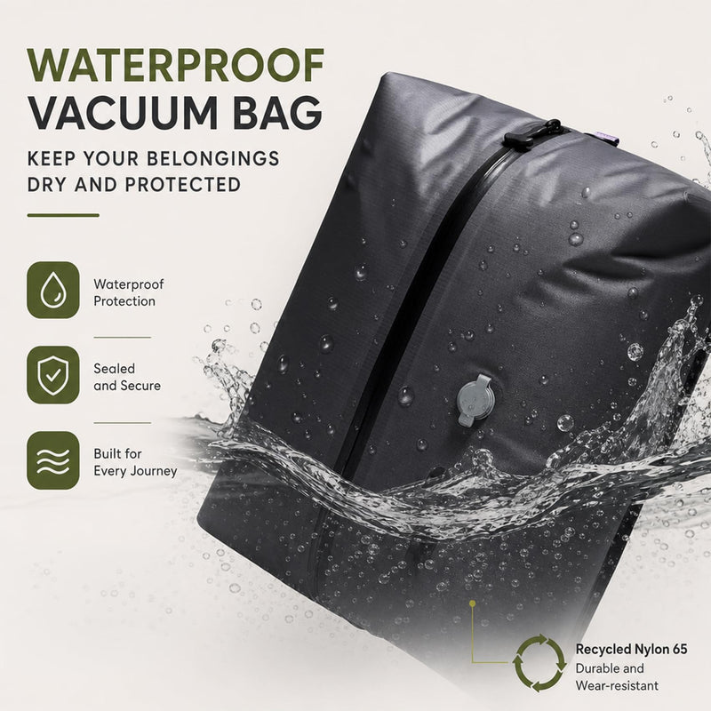 Vacuum Storage Bags with Rechargeable Pump,17.5L Space Saver Compression Bags for Travel Luggage Suitcase Backpack, Waterproof & Reusable Packing Cubes for Clothing 2-Pack