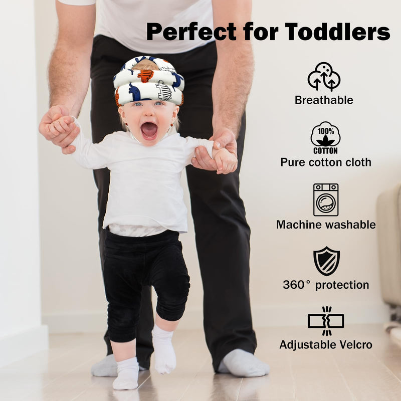 [Australia] - Baby Head Protector for Crawling Walking, Baby Helmet Adjustable No Bumps and Soft Cushion, Infant Safety Cap for Kid Learning to Walk Dinosaur 
