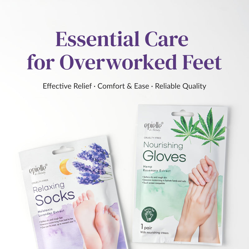 Epielle Relaxing Foot Mask 6 Pairs, Soften and Restore with Melatonin & Lavender Extract, Deep Moisturizing Socks for Dry, Cracked Feet, Self Care Gifts for Women, Spa Kit Relaxing Socks