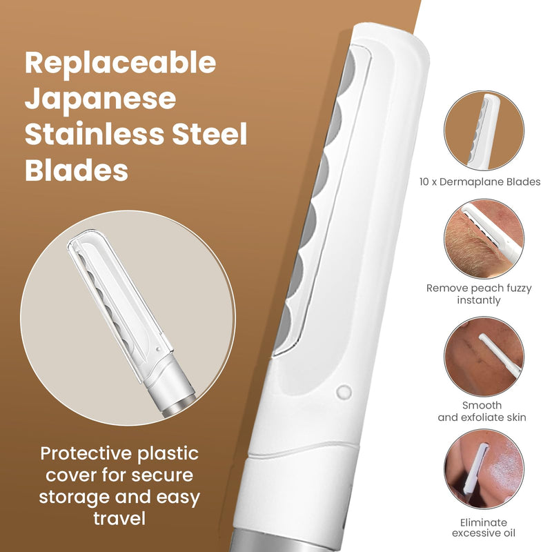 [Australia] - Dermaplaning Tool for Face, 20 Blade Refills, Dermaplane Razor for Face, Hair Remover Blade for Eyebrows and Peach Fuzz, Facial Shaver for Women That Helps Exfoliate and Smooth The Skin 
