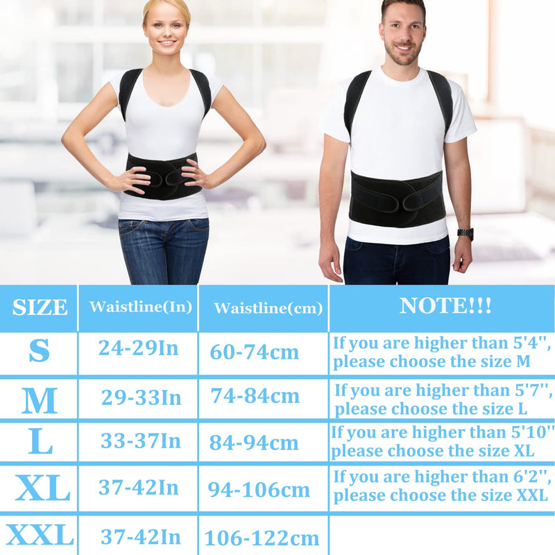 PAZAPO Posture Corrector for Men and Women - Back Brace Full Back Support Straightener for Hunchback - Upper and Lower Lumbar to Relieve,Large(33-37 Inches) Large(33-37 Inches)