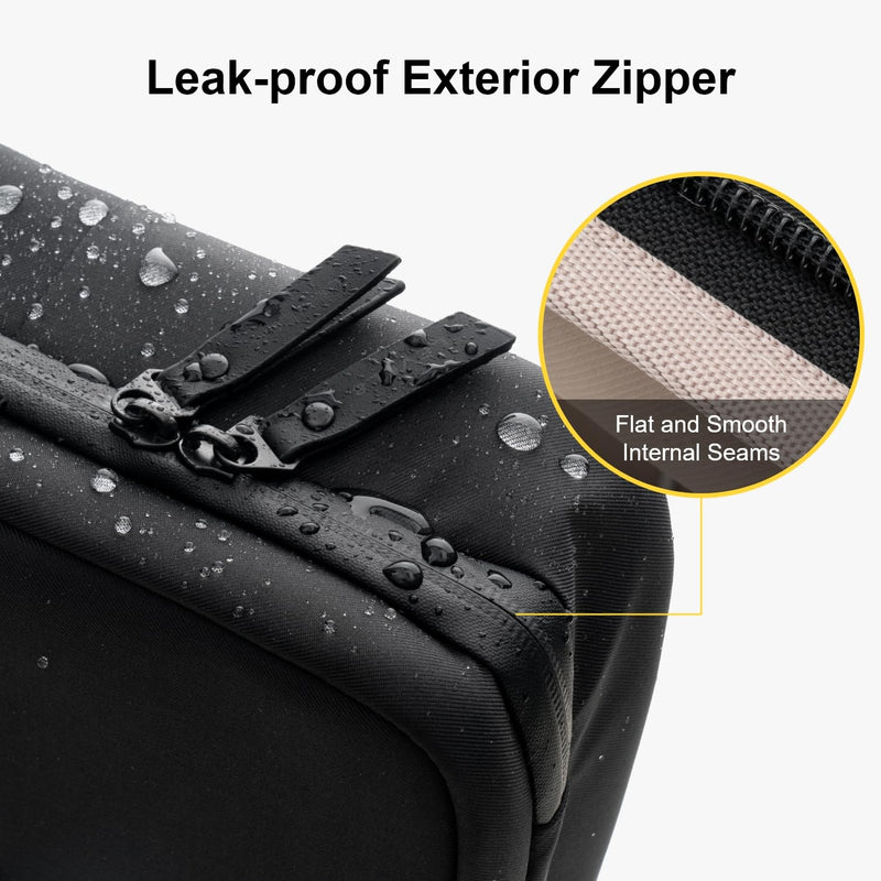 LEVEL8 Travel Toiletry Bag for Men Women, Water Repellent Shaving Bag for Toiletries Accessories, Storage Bags with Divider and Handle, Small/Black Black