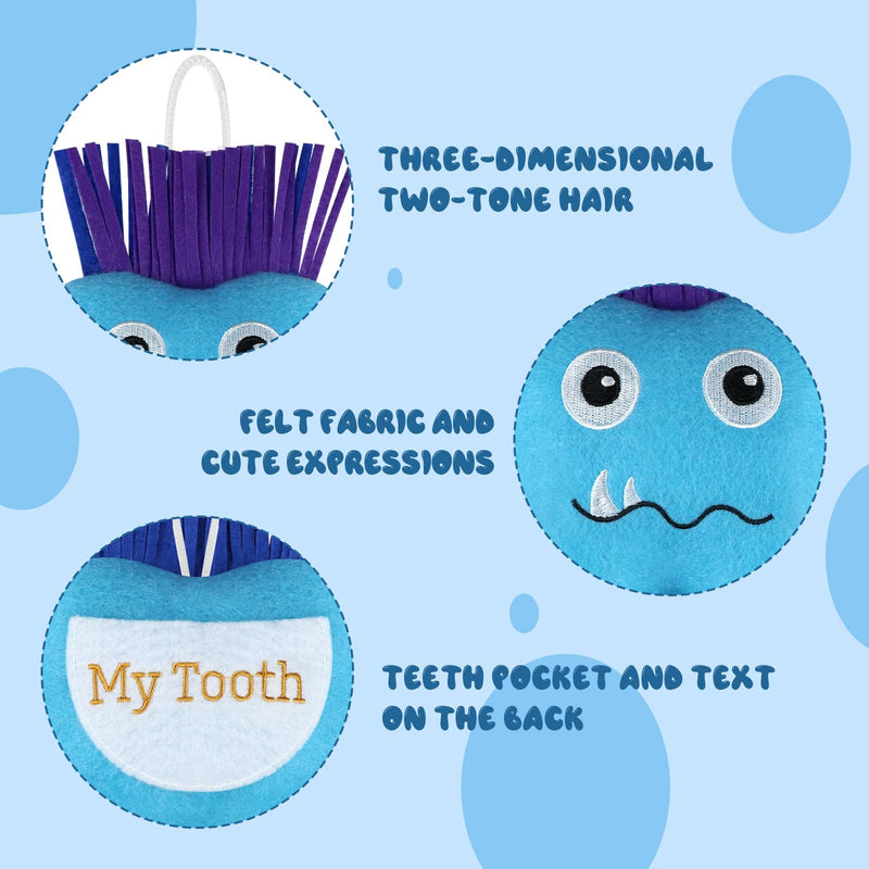 [Australia] - Tooth Fairy Pillow with Pocket Embroidered Felt Tooth Fairy Door Hanger Doll Souvenir Gift for Boys and Girls (Blue) Blue 