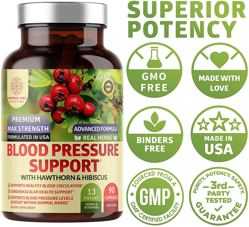 [Australia] - 2-Pack N1N Premium Blood Pressure Support with Hawthorn and Hibiscus [13 Potent Ingredients], Natural Supplement to Support Blood Flow Health, 180 Caps 