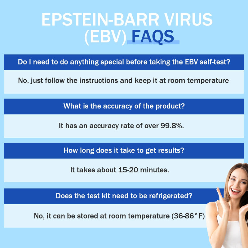 Epstein Barr (EBV) At-Home Test Kit ， Detects IgG Response to VCA & EBNA ，15-Minute Rapid Result,Highly Accurate & Easy to Read Home Testing Kit