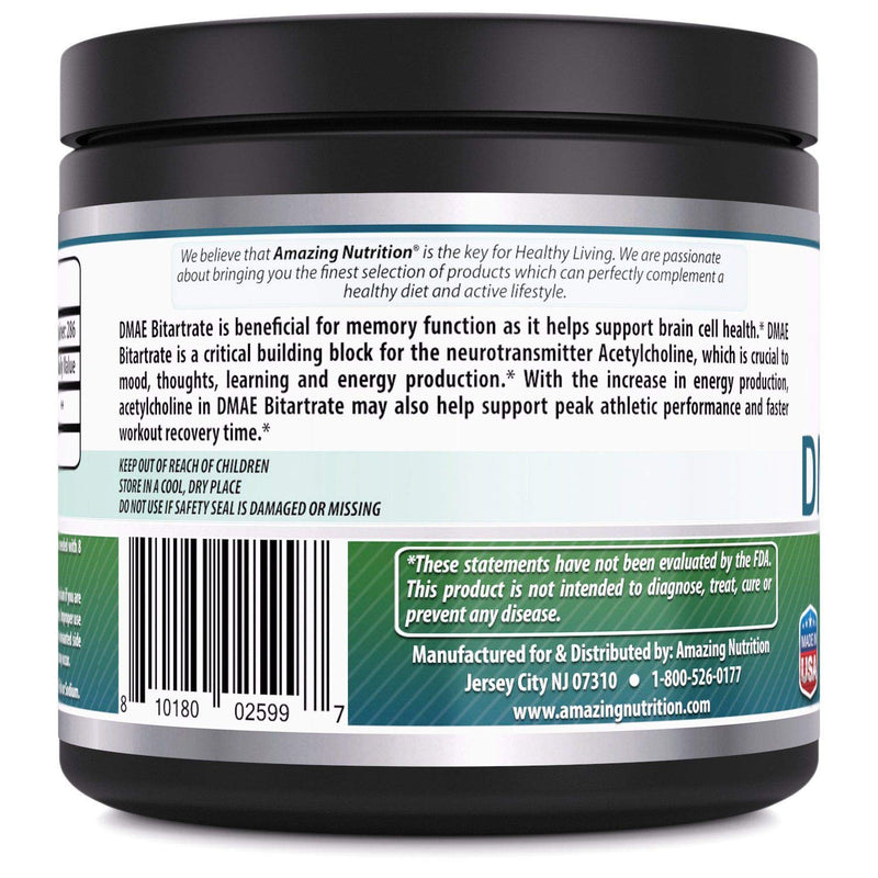 [Australia] - Amazing Formula DMAE Bitartrate Powder Supplement | 100 Grams | 286 Servings | Non-GMO | Gluten-Free | Made in USA 