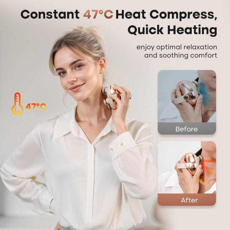 [Australia] - arboleaf Heated Scalp Massager Head Massager Scalp Stress Relax Hair Massager with Heat Cordless Kneading Massage Cat Massager, Gift for Mom Dad Pink 