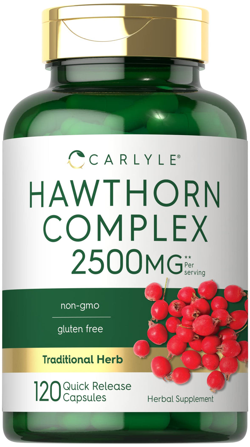 Carlyle Hawthorn Berry Complex | 2500mg | 120 Capsules | Extract Powder Pills | Non-GMO & Gluten Free Supplement