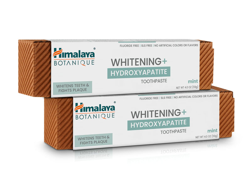 Himalaya Botanique Whitening + Hydroxyapatite Toothpaste, Mint Flavor - Nano Hydroxyapatite to Support Remineralization and Restore Enamel to Strengthen Teeth - Vegan, Gluten Free, 4 oz (Pack of 2) 4 Ounce (Pack of 2)