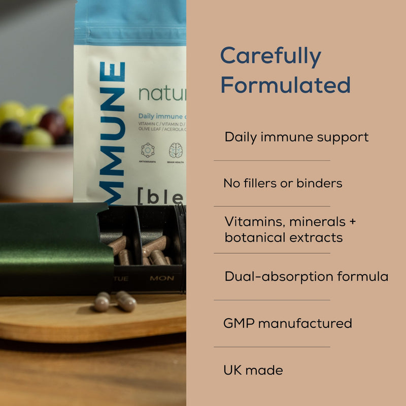 Immune [blend]: Premium Immune System Booster - 60 High Strength 8-in-1 Complex - Loaded with Vitamin C, D, Zinc, Elderberry, Acerola Cherry, Olive Leaf, Black Pepper & MCT - Made in UK