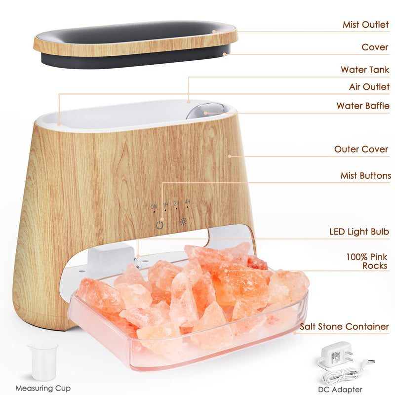 [Australia] - SALKING 2-in-1 Aroma Diffuser & Salt Range Pakistan Light, Flame Effect Diffuser for Essential Oils, Diffuser Cool Mist Humidifier with 3 Brightness, 150ml Wood 
