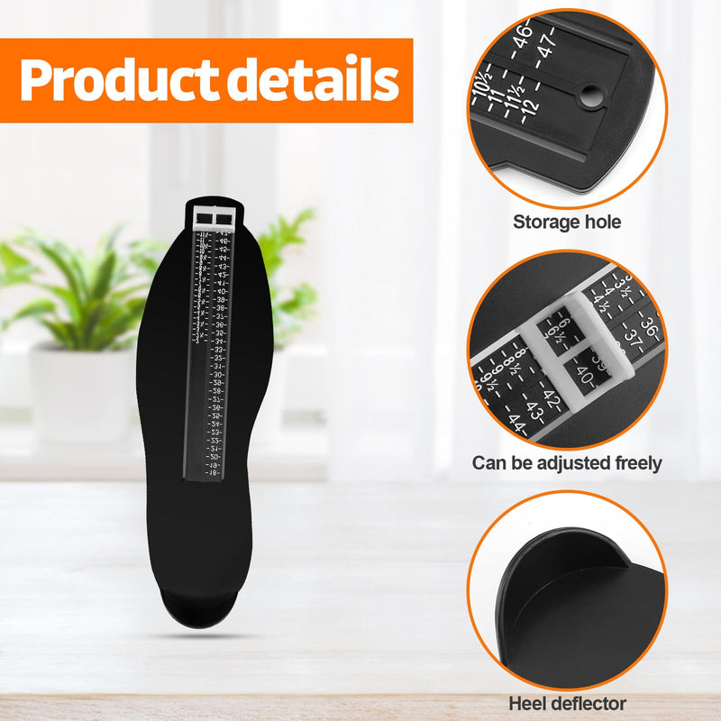[Australia] - Wekuw foot measuring device, shoe size measurement, shoe sizer, shoe size measurement from 18 to 47, shoe size table, foot measuring device, shoe sizer for children with 1 measuring tape feet, for women, men, children's feet, black 