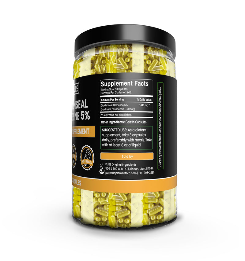 [Australia] - PURE ORIGINAL INGREDIENTS Goldenseal Berberine (730 Capsules) No Magnesium Or Rice Fillers, Always Pure, Lab Verified (730 Count) 730 Count (Pack of 1) 