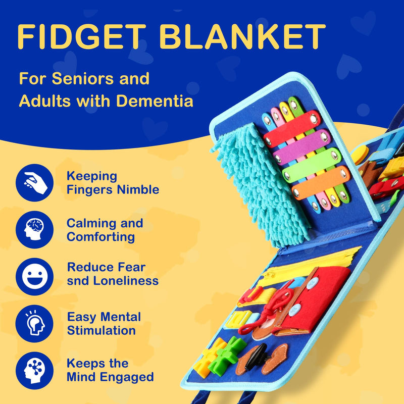 [Australia] - Fidget Blanket for Adults with Dementia, Dementia Activities for Seniors, Alzheimer's Products Multi-Use Busy Sensory Board, Gifts for Him Her Dementia Products for Elderly and Children with Autism 