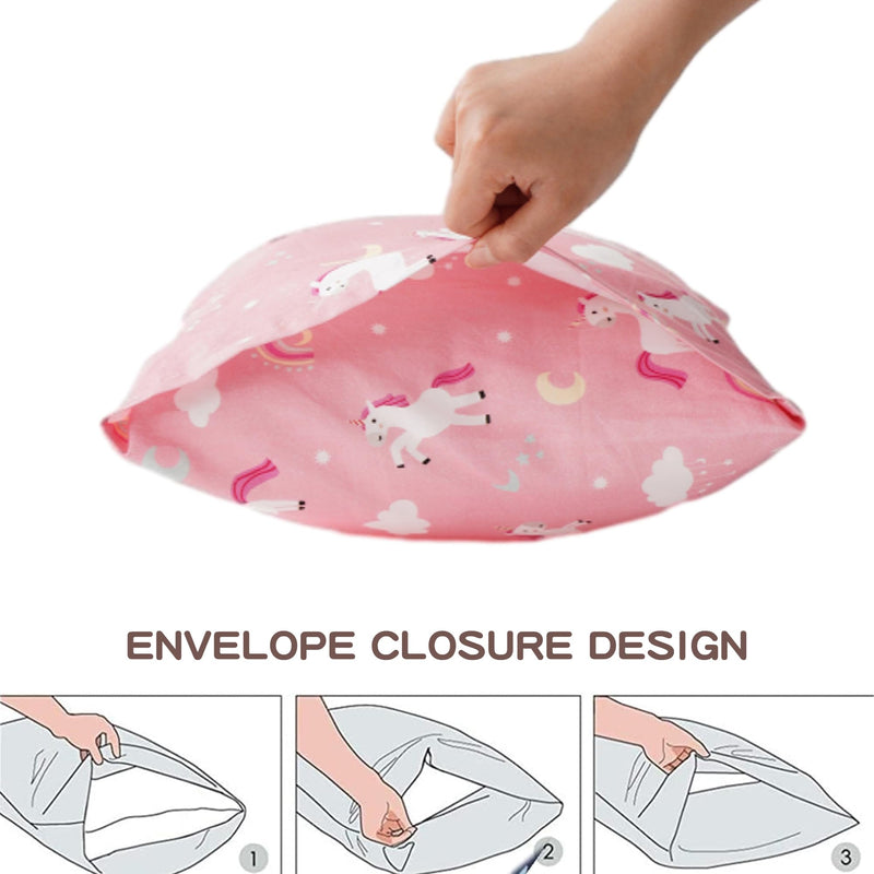 [Australia] - Bunnikins & Clover Toddler Pillows with Pillowcase, 13"x18" Soft Cotton Kid Pillows for Sleeping, Bedding Small Pillow for Boys and Girls Aged 2-5 Years Unicorn 
