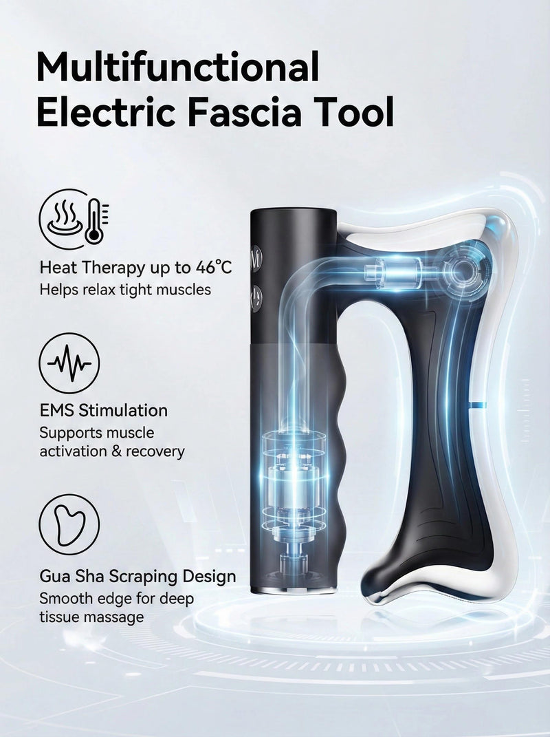 Heated Muscle Scraper Tool, Electric Full Body Contouring Device, Gua Sha Massager and Fascia Knife for Deep Tissue Relaxation, Portable Arm Leg Back Neck Waist Care with LED Display