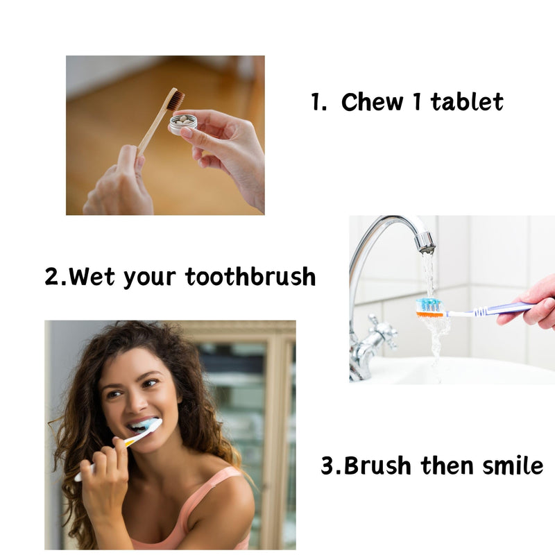 90 toothpaste tablets in Refill/Recycle Glass Tube - For Travel and Daily Home Office Use - Nano Hydroxyapatite, Fluoride-Free, Vegan (Mint) Mint