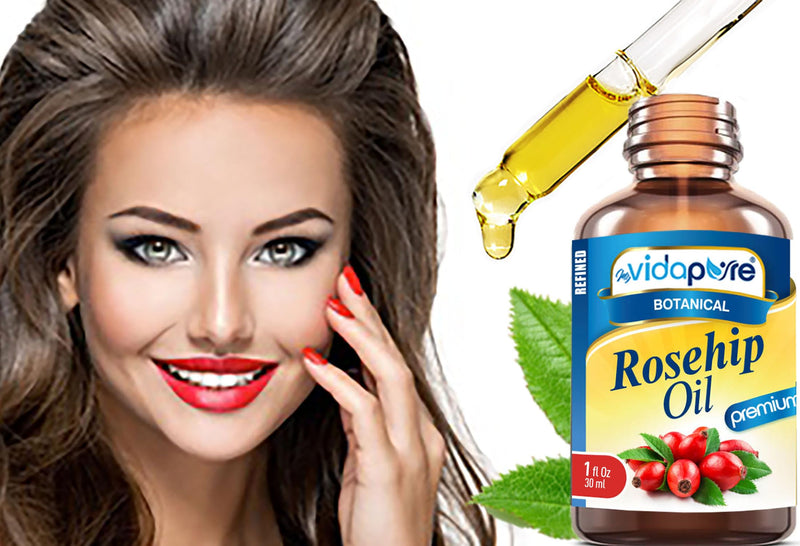 Rosehip Oil Vitamin A, Vitamin C, Vitamen E for Wrinkles, Scars, Stretch Marks, Face, Body, Hair, Lip Care. (1 Fl Oz) 1 Fl Oz (Pack of 1)