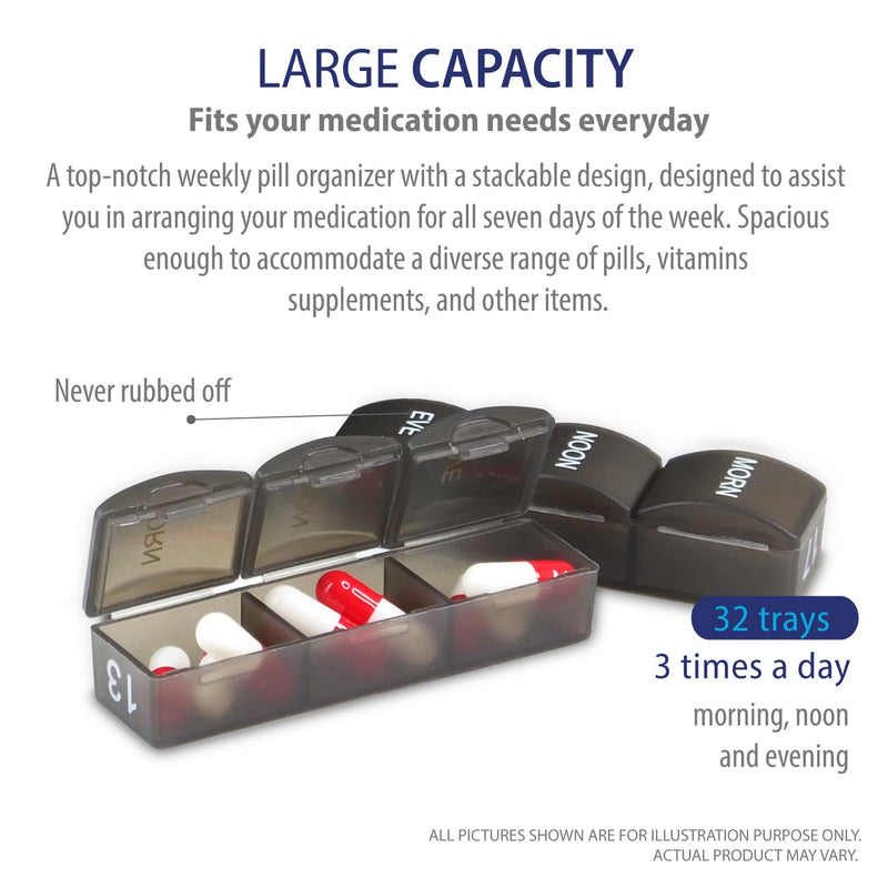Deke Home - Monthly Pill Organizer 3 Times a Day, 30 Day Pill Box with AM PM Compartments, Large Monthly Medicine Organizer for Vitamins, Supplements & Medication, Travel-Friendly Pill Case, BPA Free
