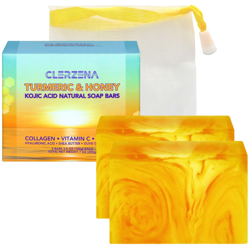 Honey Kojic Acid and Turmeric Soap for Dark Spots | Vitamin C & E, Retinol, Collagen Kojic Acid Soap Bar | Dark Spot Remover for Face | Turmeric Face Soap for Women and Men