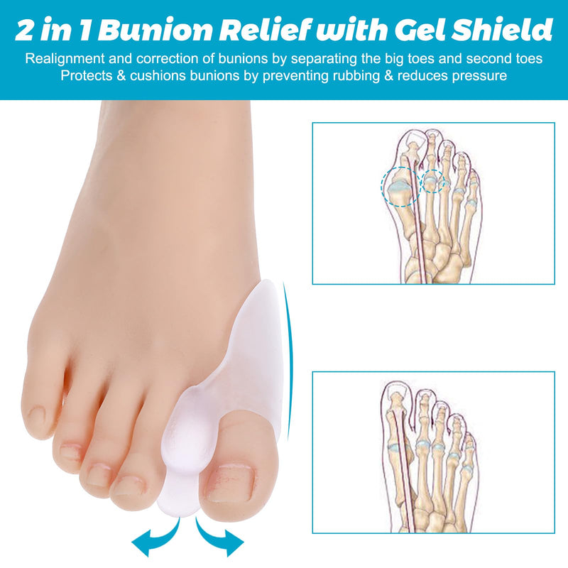 [Australia] - Dimeho Toe Separator Silicone Pack of 8 Gel Hallux Valgus Protective Pads Toe Separator Bunion Protection for Big Toe for Bunion Correction Pain Relief Through 