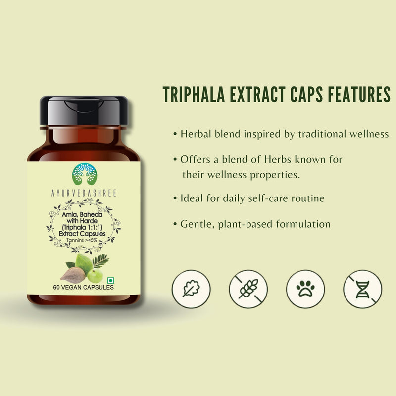 [Australia] - Triphala Extract 500mg - 60 Vegetarian Capsules | Amla, Baheda & Harad Extract | | All Natural | 100% Vegan | Gluten-Free | GMP Certified. Triphala 60 Count (Pack of 1) 