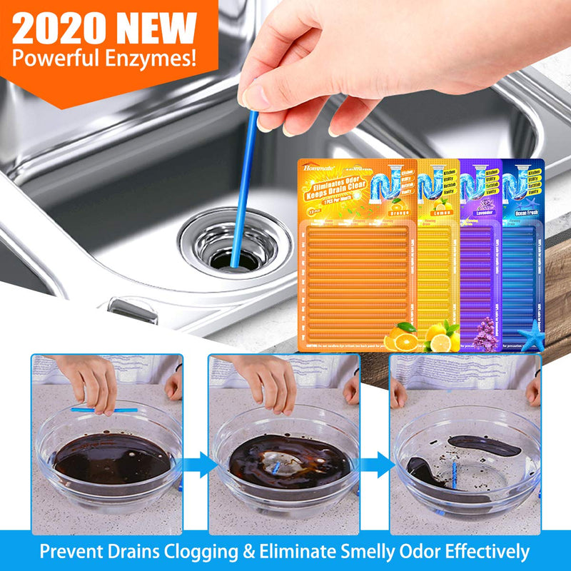 [Australia] - Drain Sticks Drain Stix DrainStix Drain Cleaner Sticks Drain Cleaner and Sticks Disposal Sticks Enzyme for Odor Clogs Remover Sink Septic Sticks for Drain As Seen On TV Unscented 