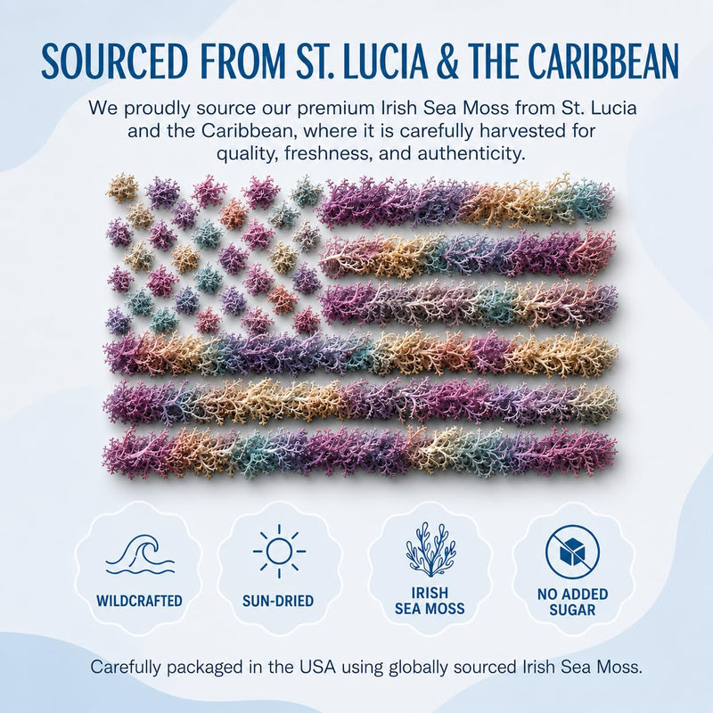 Full Spectrum Seamoss Raw Organic Makes 160oz of Gel - 100% Wild Crafted from St. Lucia |Non-GMO Sun-Dried Mineral Rich Super Food for Energy| Booster Healthy, Immunity Digestion (8oz) 8 Ounce Full Spectrum