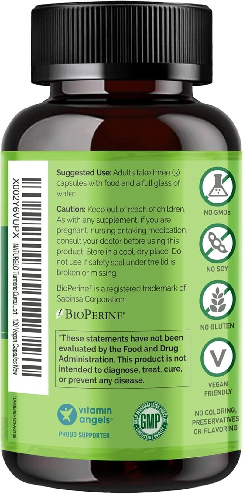 NATURELO Turmeric - Curcumin & Ginger Root with Black Pepper for Better Absorption - 95% Curcuminoids - Pure Nutrient-Rich Blend with No Fillers - 120 Vegan Capsules | 4 Month Supply