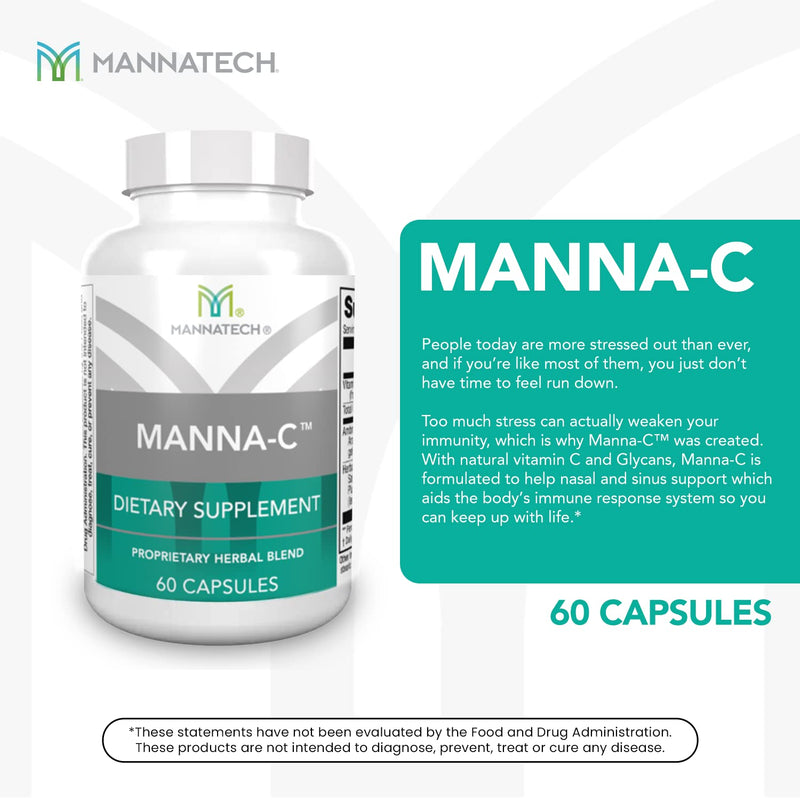 Mannatech - Manna-C™ - Nasal & Sinus Support - 60 Capsules | Contains Vitamin C, Glycans, Plant-Based Blend, Supports Respiratory Health, Immune Defense, Daily Wellness Formula