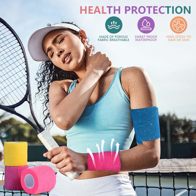 [Australia] - 30 Pack 2 Inch x 5 Yards Colorful Self Adhesive Bandage Breathable Cohesive Bandage Wrap Rolls Elastic Self-Adherent Tape for Stretch Athletic, Sports, Wrist, Ankle 2 Inch, 30 Pack 