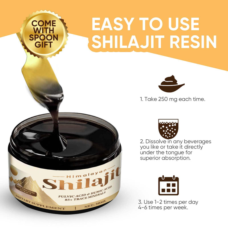 Shilajit Resin, Pure Shilajit Resin Himalayan Organic with 85+ Trace Minerals Complex, Support Energy, Immune, Overall Health, 50 ml (Pack of 1) 50 ml (Pack of 1)