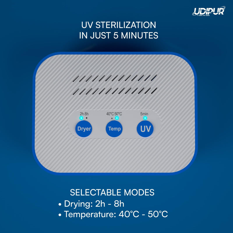 UV Sterilisation and Drying Station for Hearing Aids Udipur 3in1 with USB Type-C Charger 50°C - 110x90x40mm