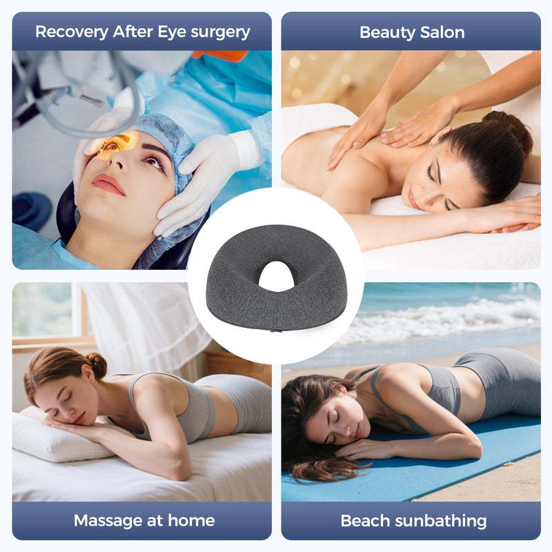 [Australia] - Face Down Massage Pillow - Removable Cover for Massage Tables & Massage Bed, Esthetician Supplies for SPA, Beauty & Tattoo Professionals Facial Pillow (Type A) Dark Gray 
